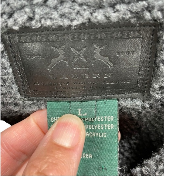 Lauren by Ralph Lauren Black Faux Suede and Shearling Button Up Car Coat Size L - Picture 5 of 6